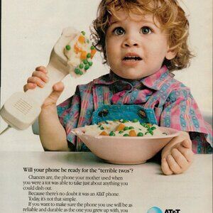 1989 AT&T "terrible twos" Vintage Print Ad (L11)